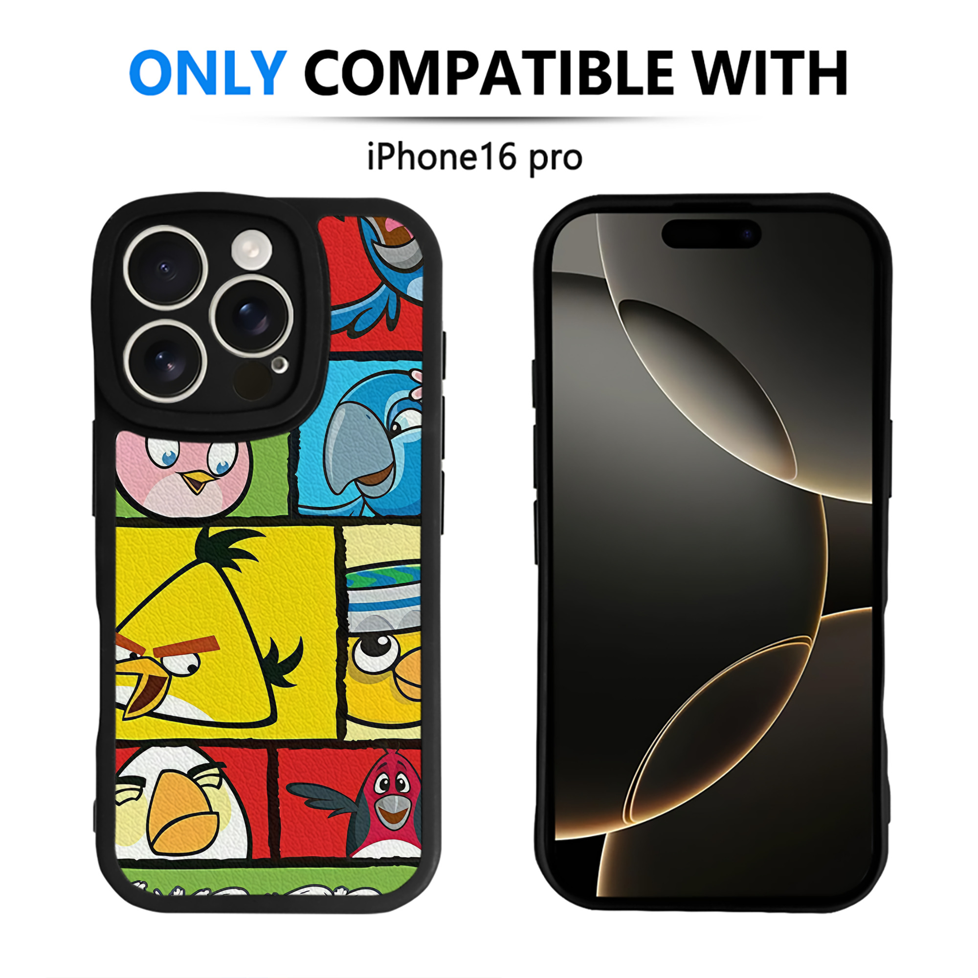 （画像用） Angry Birds アングリーバード 【iPhone 16シリーズ対応】シリコンスマホケース（レザー調） 材質：シリコン